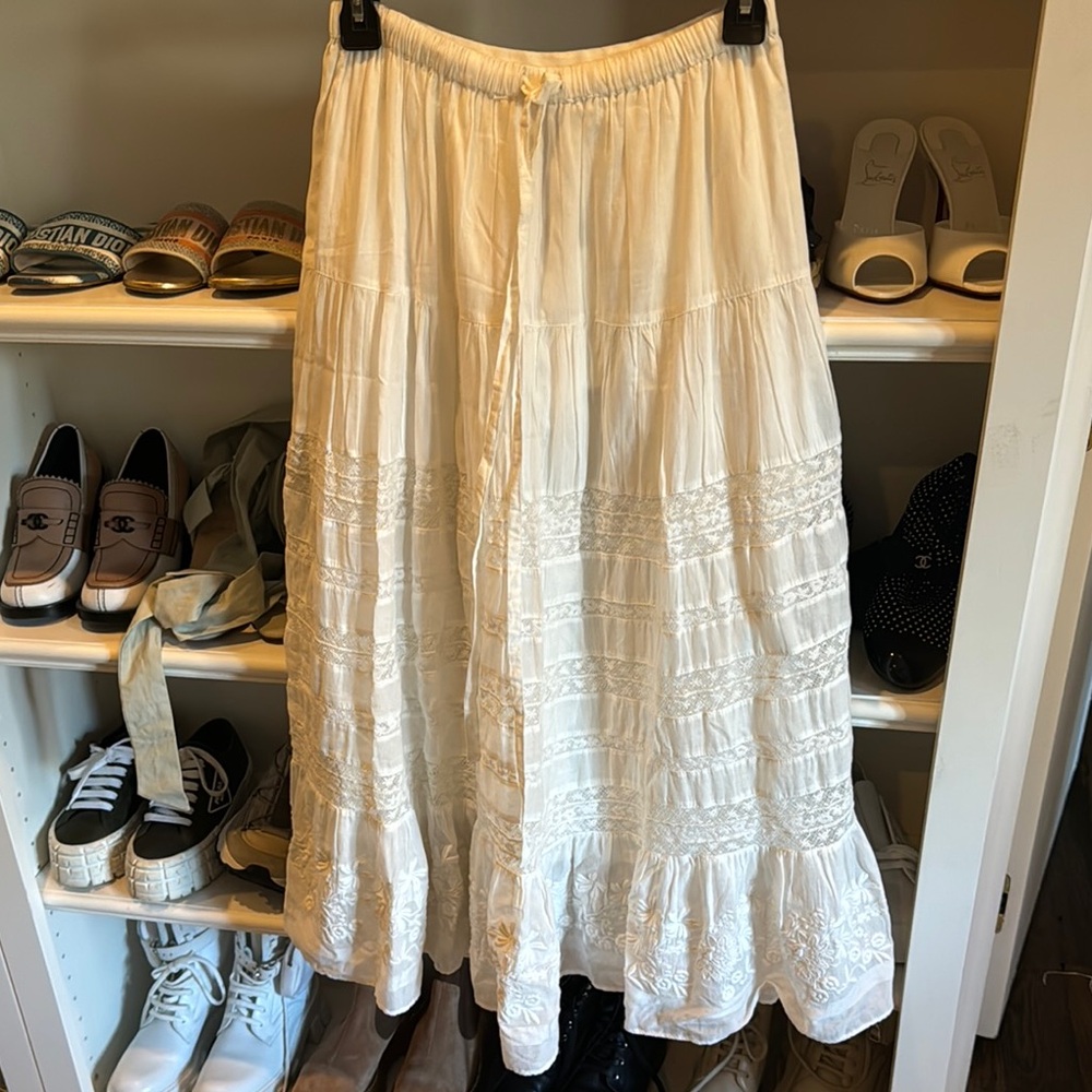 Elegant Antique White Maxi Skirt